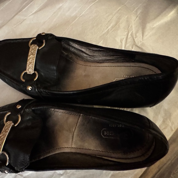 Coach Eileen Black Canvas Leather Monogram Slip On Loafers - Picture 4 of 5